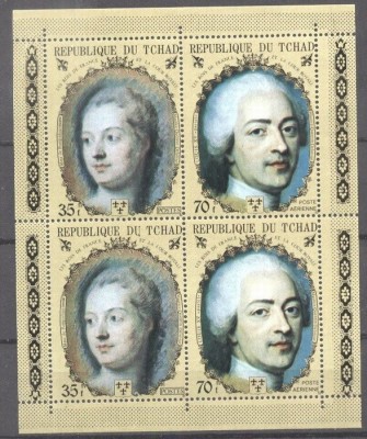 Chad 1971 French royalty, 2 sets in perf. sheetlet, MNH S.051 foto