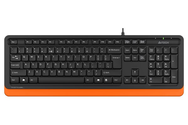 TASTATURA A4TECH, &amp;quot;Fstyler USB&amp;quot;, cu fir, 104 taste format standard, USB, negru &amp;amp; portocaliu, &amp;quot;FK10 Orange&amp;quot; (timbru verde 0.8 l
