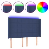 Cumpara ieftin Tablie de pat cu LED, albastru, 147x16x118/128 cm, textil