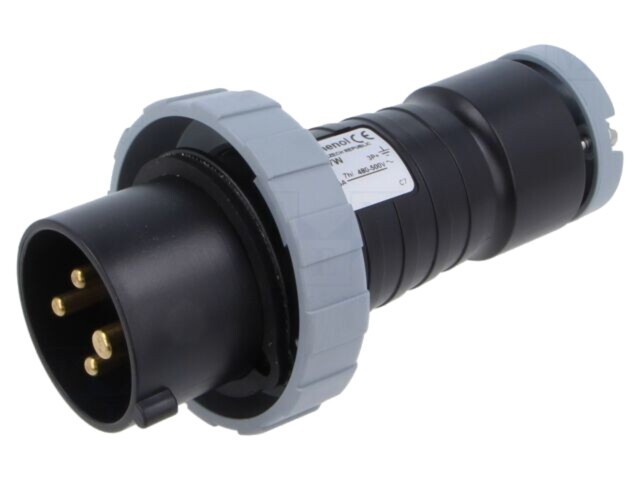 Conector alimentare AC trifazate AMPHENOL IP&amp;S 16A 500V mufă tată IP69K