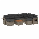 Cumpara ieftin Set mobilier de gradina cu perne, 10 piese, gri, poliratan