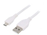 Cablu USB 2.0 A-B Micro Aurit 1.8m Alb, Gembird