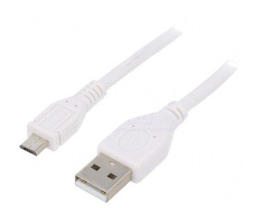 Cablu USB 2.0 A-B Micro Aurit 1.8m Alb foto