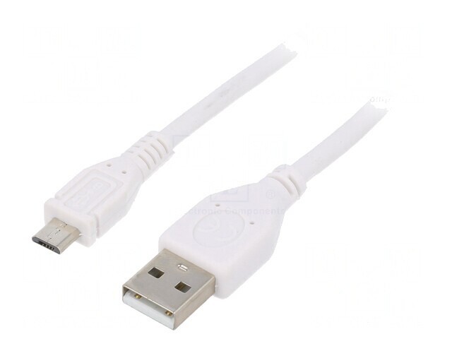 Cablu USB 2.0 A la Micro B Aurit 3m Alb PVC