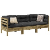 Cumpara ieftin Set mobilier de grădină cu perne, 5 piese, lemn de pin tratat