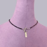 Colier argintiu la baza gatului cu turmalina neagra si ochi de tigru - Protectie, forta, impamantare