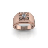 Inel barbatesc din aur roze 14K, piatra zirconiu - 53