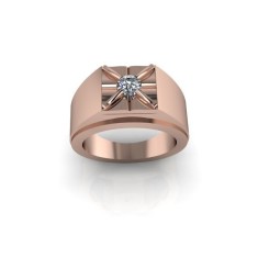 Inel barbatesc din aur roze 14K, piatra zirconiu - 49