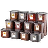 Set GinzaMaison 12 Recipiente Alimentare de 3 marimi pentru Frigider, Congelator, Dulap sau Camara, potrivit pentru Cuptor cu Microunde, cu 24 etichet