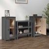 VidaXL Servante, 2 buc., gri, 40x35x80 cm, lemn masiv de pin