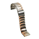 Bratara de ceas bicolora argintiu cu auriu-roze din otel inoxidabil 22mm, Time Veranda