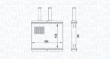Radiator incalzire habitaclu Chevrolet Aveo Kalos; Daewoo Kalos; Toyota Model F Motor 1.2, 1.2 LPG, 1.4, 1.4 16V, 1.5, 2.0, 150x188x26mm, OE 96539642