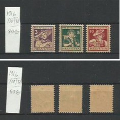 Elvetia MLH (urme sarniera) 1916 - MI 130/32 - Pro Juventute costume meserii foto