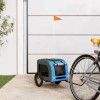 vidaXL Remorcă Bicicletă Animale Albastru/Gri, Oxford/Fier, 124x53x53cm, Max 30kg, Transport C&acirc;ini &amp; Animale Mici