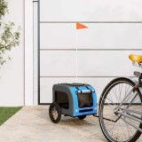VidaXL Remorcă bicicletă animale companie, albastru/gri, oxford/fier