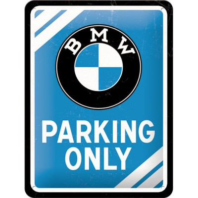 Placa metalica - BMW - Parking Only Blue - 15x20 cm foto
