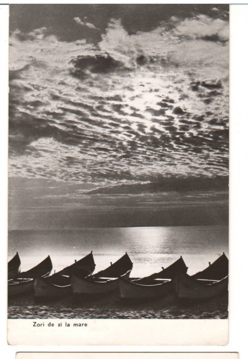 CPIB 15661 CARTE POSTALA - ZORI DE ZI LA MARE, BARCA, BARCI, RPR