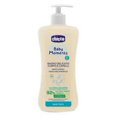 Gel De Dus si Sampon Bebelusi, Chicco, Baby Moments, Gentle Body Wash &amp;amp; Shampoo, Curatare Delicata, Hidratare si Protectie, 500ml