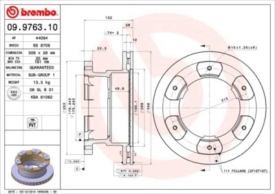 BREMBO 09.9763.10 PRIME LINE Disc frana foto