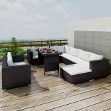 vidaXL Set mobilier de grădină cu perne, 10 piese, negru, poliratan 41878