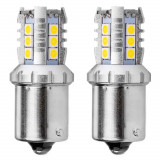 Bec semnalizare AMIO LED Canbus, BA15S P21W R10W R5W Alb 12V/24V, 3030 16SMD 1156, set 2 buc
