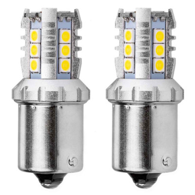 Bec semnalizare AMIO LED Canbus, BA15S P21W R10W R5W Alb 12V/24V, 3030 16SMD 1156, set 2 buc foto