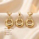 Set Cercuri Aurii , cercei E i pandantiv placati cu aur 14K