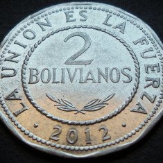 Moneda exotica 2 BOLIVIANOS - BOLIVIA, anul 2012 * cod 4855