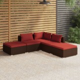 Gossi set mobilier de gradina cu perne, 5 piese, maro, poliratan