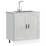 Dulap baza chiuveta bucatarie Gossi, gri beton, 80x46x81.5cm, lemn prelucrat, picioare reglabile