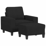 Cumpara ieftin Fotoliu canapea cu taburet, negru, 60 cm, material textil