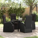 vidaXL Set de Mobilier de Grădină cu 5 Piese cu Perne Negru Ratan Sintetic