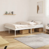 VidaXL Cadru de pat metalic cu tăblie, alb, 135x190 cm