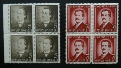 Romania LP 130 , M. Eminescu , bloc de 4 , MNH/** , Cal a II a foto