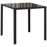 Masă Pătrată HOMCOM pentru 4 Persoane, Bucătărie/Living, Oțel și Sticlă Securizată, 75x75x75cm, Negru