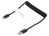 Cablu USB 2.0 Power Delivery Spiralat Negru