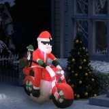 vidaXL Moș Crăciun pe motocicletă gonflabil, LED, IP44, 160 cm 289304