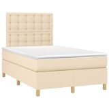 Cumpara ieftin Pat continental cu saltea, crem, 120x190 cm, textil