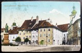 Sibiu 1921 - Hermannstadt - Nagyszeben - Piata Albert Huet - Huetplatz - printata, color, circulata la Campulung, timbre detasate, Necirculata, Fotografie