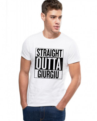 Tricou alb barbati - Straight Outta Giurgiu - L foto