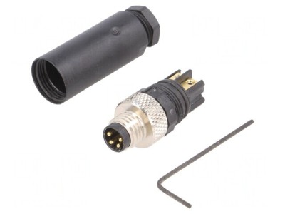 Conector M8 Tată 4 PIN Drept pe Cablu IP67 30V foto