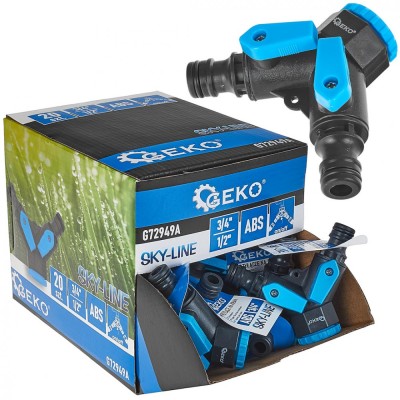 Set conectori cu 2 cai Sky-line cu reducdor de la 3 / 4&amp;quot; la 1 / 2&amp;quot;, 20 bucati, Geko G72949A foto