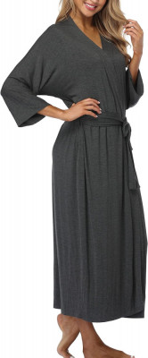 Halate lungi moi Modal Wrap Rochie de Rochie ușoară Kimonos Halat Full Length foto