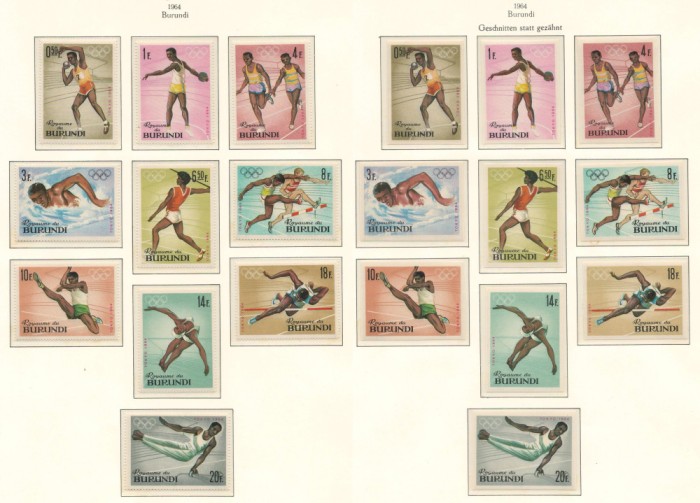 Burundi 1964 Mi 125/34 A+B + bl 5 A+B MNH - JO Vara, Tokyo