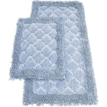 Set 2 Covorase Baie, Rombs Albastru, Covor 100% Bumbac, Dimensiunea 60x100 cm - 60x100 cm