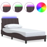 Cumpara ieftin Cadru de pat fara saltea, Hanko, maro inchis, 90x190 cm, textil