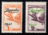 Ungaria 1931, Mi #478-479**, &quot;Turul&quot; supratipar Zeppelin, MNH, cota 200,- &euro;!, Aviatie, Nestampilat