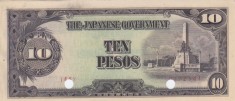 Bancnota Filipine 10 Pesos (1943) - P111 UNC ( ocupatia japoneza; anulata - vezi descriere )