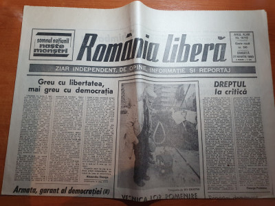 romania libera 31 martie 1990-art. &amp;quot;greu cu libertatea, mai greu cu democratia &amp;quot; foto