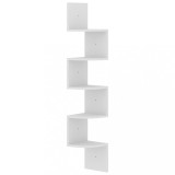 Cumpara ieftin Raft de perete de colt, alb, 19x19x123 cm, lemn prelucrat